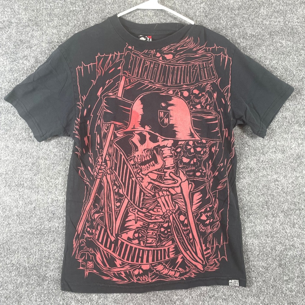 VTG Metal Mulisha T Shirt Mens M Black Red Skull Graphic Moto Streetwear Y2K